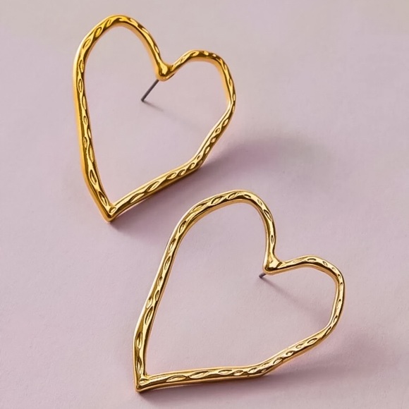🔵𝟲𝟱%𝗢𝗙𝗙 𝗯𝘂𝗻𝗱𝗹𝗲𝘀 𝟯+🔵 NEW 925 Gold Large Heart Drop Earrings - Picture 9 of 14